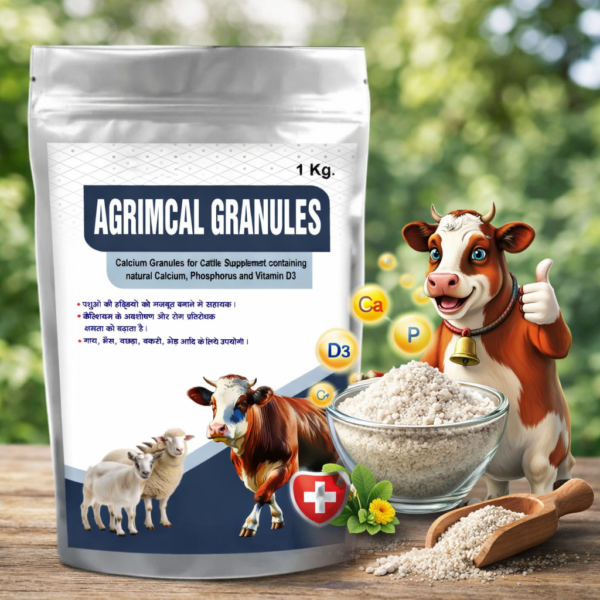 Agrimcal Granules for Cattle - Calcium, Vitamin D3 & Bone Strength Supplement for Livestock